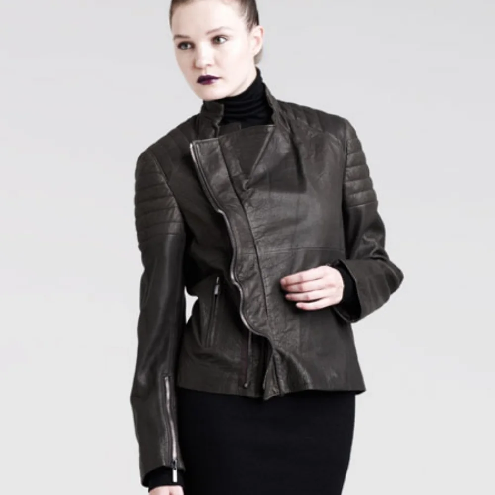 Haider Ackermann tumbled lamb skin leather biker jacket with asymmetric lapel. 0 - Picture 12 of 12